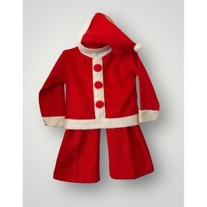 Vintage toddler Santa Outfit,red polyester